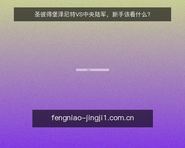 圣彼得堡泽尼特VS中央陆军,新手该看什么?